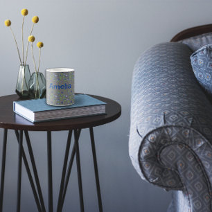 Сute Blueberry watercolor pattern name grey Coffee Mug