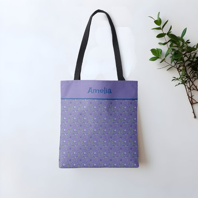  Сute Blueberry watercolor pattern name periwinkle Tote Bag (Creator Uploaded)