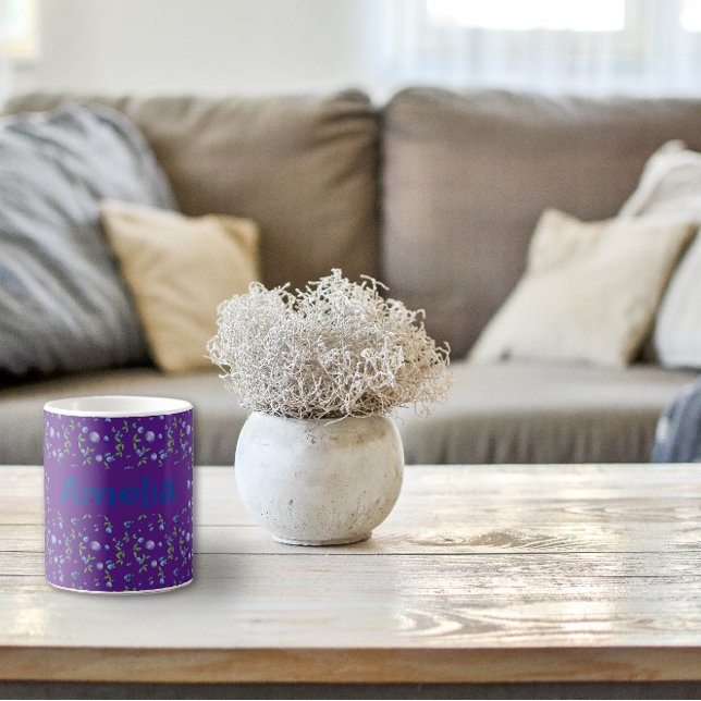  Сute Blueberry watercolor pattern name purple Coffee Mug (Creator Uploaded)