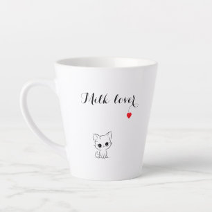 Сute kitten, Milk lover, red heart Latte Mug
