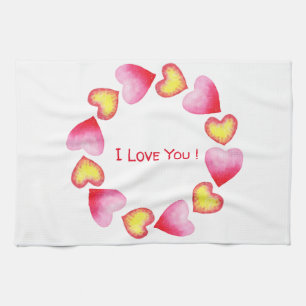 Сute Romantic I Love You Valentine's Day Kitchen Towel