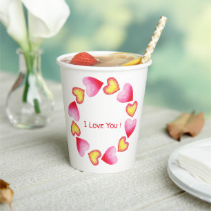 Сute  Romantic I Love You Valentine's Day    Paper Cups