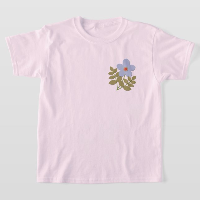 Сute simple blue flower T-Shirt (Laydown)