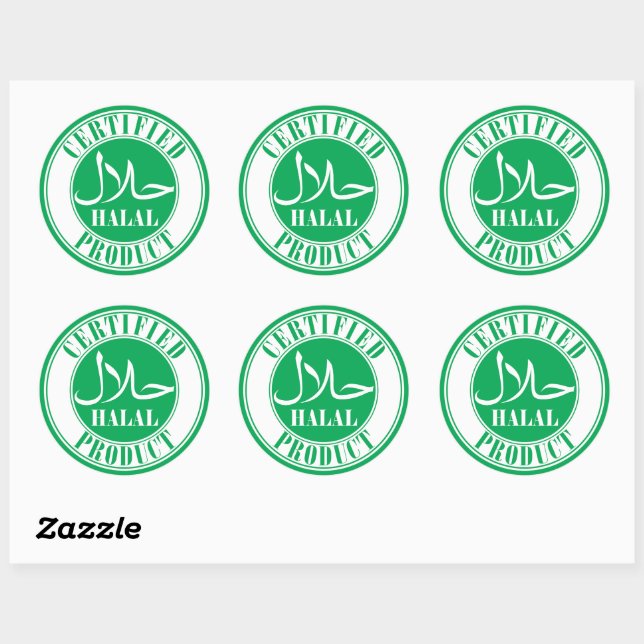 حلال Green Certified Halal Classic Round Sticker (Sheet)