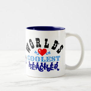 ღ╬♥"World's Coolest Teacher" Two Tone Mug♥╬ღ Two-Tone Coffee Mug