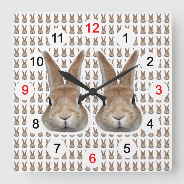 うさぎの壁掛け時計,No.02 Square Wall Clock (Front)