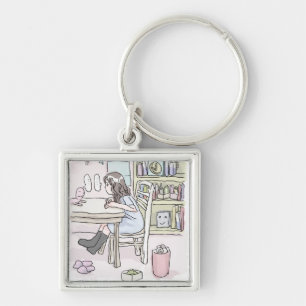 さいくさじ　お部屋で机に向かう KEYCHAIN