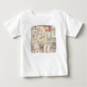 さなごしじ お部屋の押し入れまで兎の入った段ボール箱を運ぶ二人の女性のイラスト BABY T-Shirt