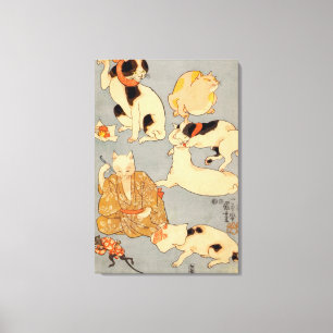 たとえ尽の内（下）, 国芳 Japanese Cats(3), Kuniyoshi, Ukiyo-e Canvas Print
