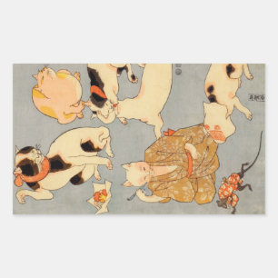 たとえ尽の内（下）, 国芳 Japanese Cats(3), Kuniyoshi, Ukiyo-e Sticker