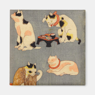 たとえ尽の内（中）, 国芳 Japanese Cats(2), Kuniyoshi, Ukiyo-e Magnet