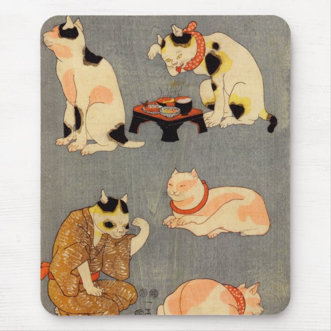 たとえ尽の内（中）, 国芳 Japanese Cats(2), Kuniyoshi, Ukiyo-e Mouse Pad (Front)