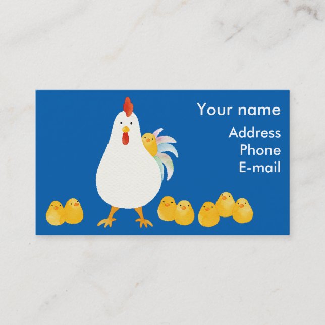 【にわとりとひよこ(水彩)】 A chicken and chicks (Watercolor) Business Card (Front)