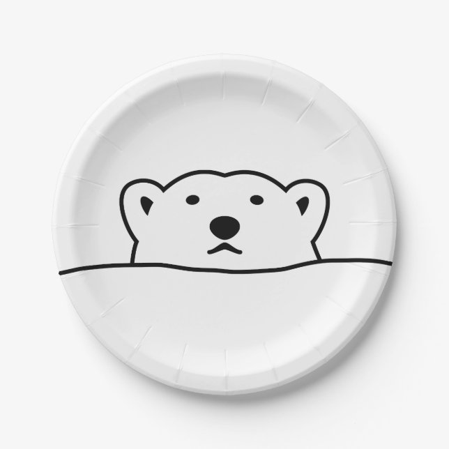 【のぞくホッキョクグマ】 Looking polar bear Paper Plate (Front)