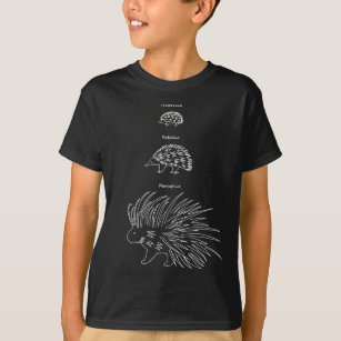 【はりーず(英語-白】 Hedgehog, Echidna, Porcupine (En-white T-Shirt