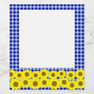 ひまわり＆チェック（ネイビー）      WINE LABEL