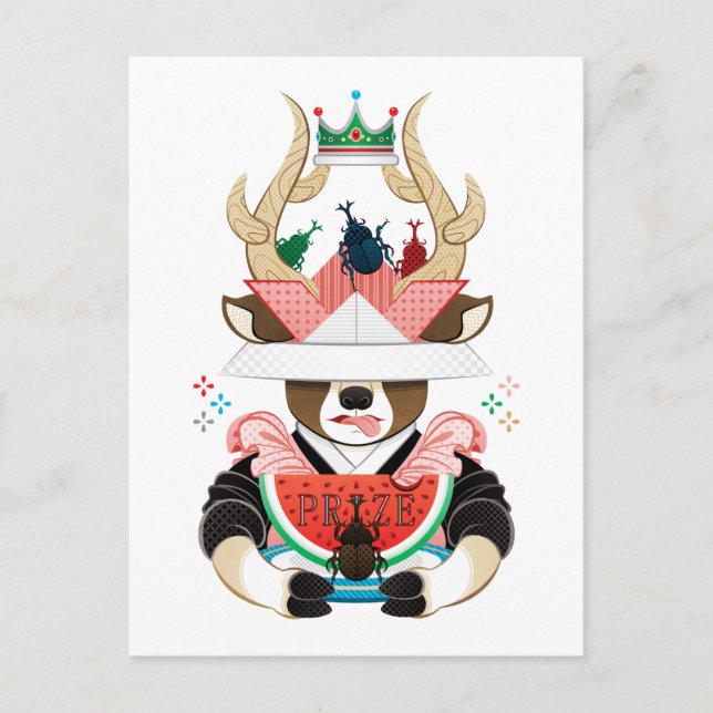 カブトムシと西瓜（リメイク）／Beetle and watermelon (remake) Postcard (Front)