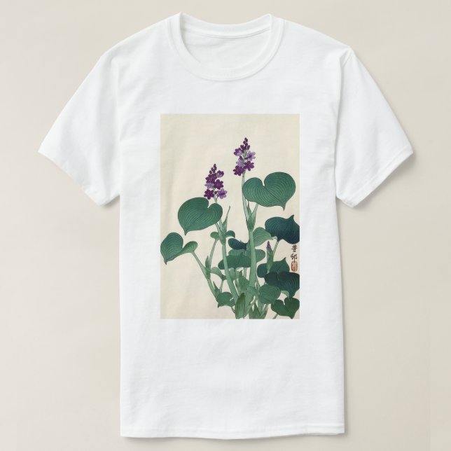 ギボウシの花, 古邨 Purple Flowering Hosta, Ohara Koson T-Shirt (Design Front)
