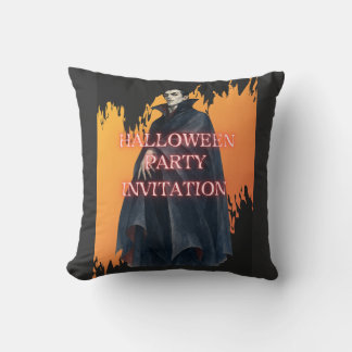 ドラキュラ伯爵のハロウィンパーティー招待 THROW PILLOW