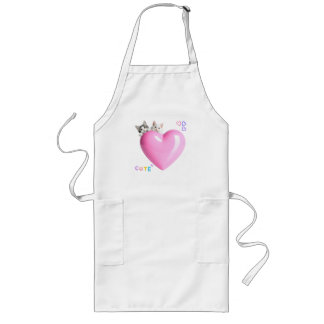 ハートにちょこんと乗るかわいい猫たち♡ LONG APRON