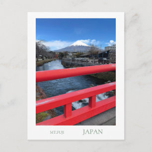 ポラロイド風 富士山と赤い橋 観光ポストカード Modern Vintage Mt Fuji J Postcard