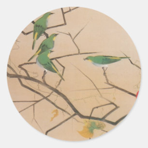メジロ, 速水御舟, Japanese White-Eye, Gyoshū, Japan Art Classic Round Sticker