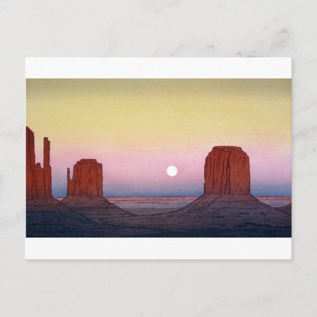 モニュメント・バレー, Monument Valley, Yoshida, Woodcut Postcard (Front)