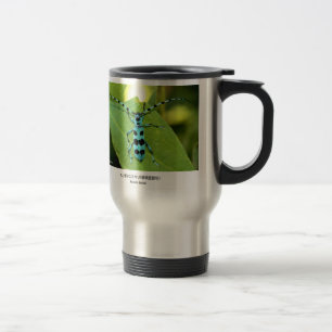 ルリボシカミキリムシ、Blue Longhorn Beetle with Black Spots Travel Mug