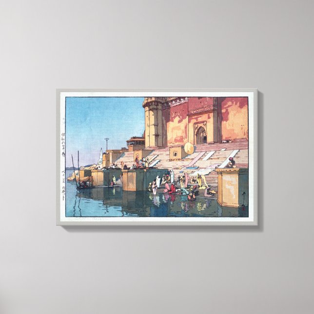 ヴァーラーナシー, Varanasi, Hiroshi Yoshida, Woodcut Canvas Print (Front)