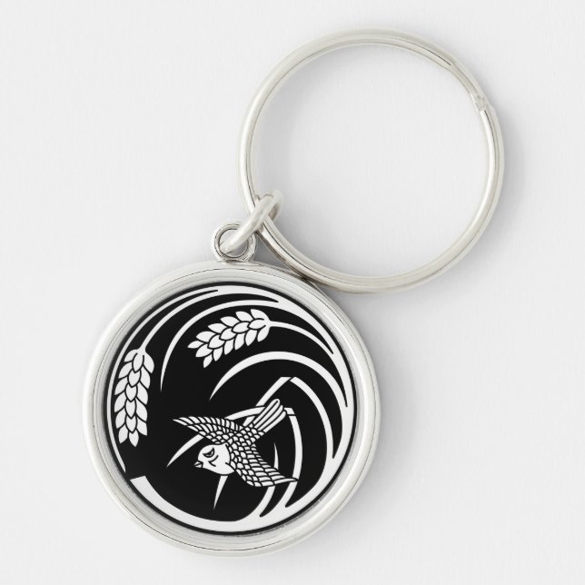 一本稲の丸に雀 KEYCHAIN (Front)