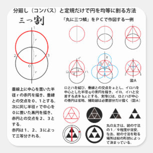 三つ割>丸に三つ鱗 SQUARE STICKER