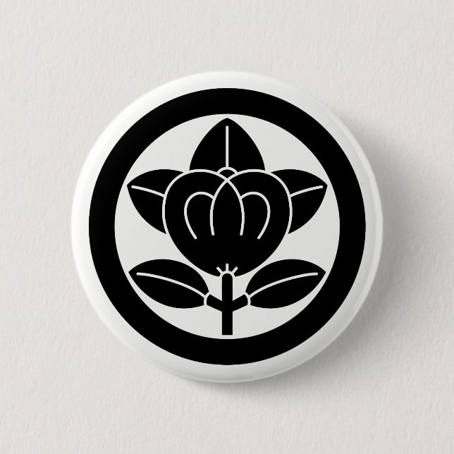 丸に橘（六つ割り作図） 2 INCH ROUND BUTTON (Front)