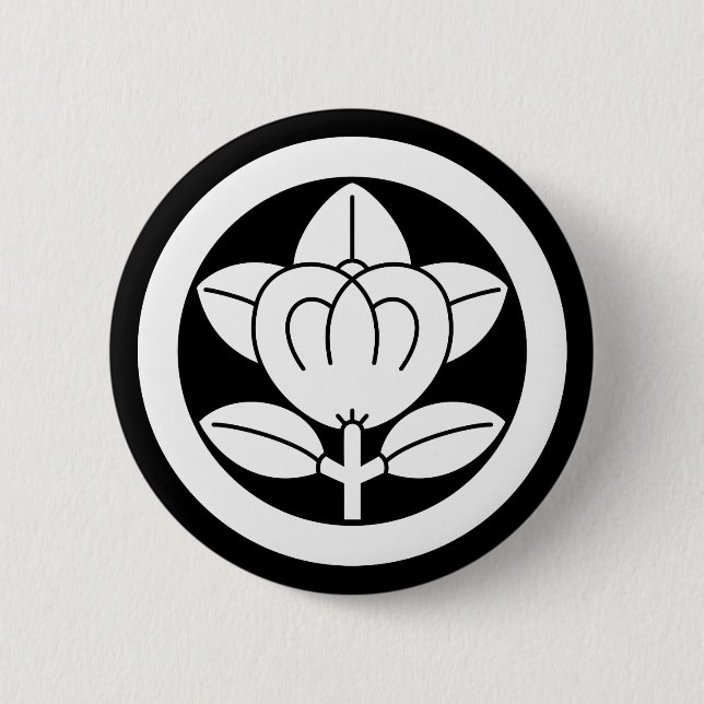 丸に橘（六つ割り作図） 2 INCH ROUND BUTTON (Front)