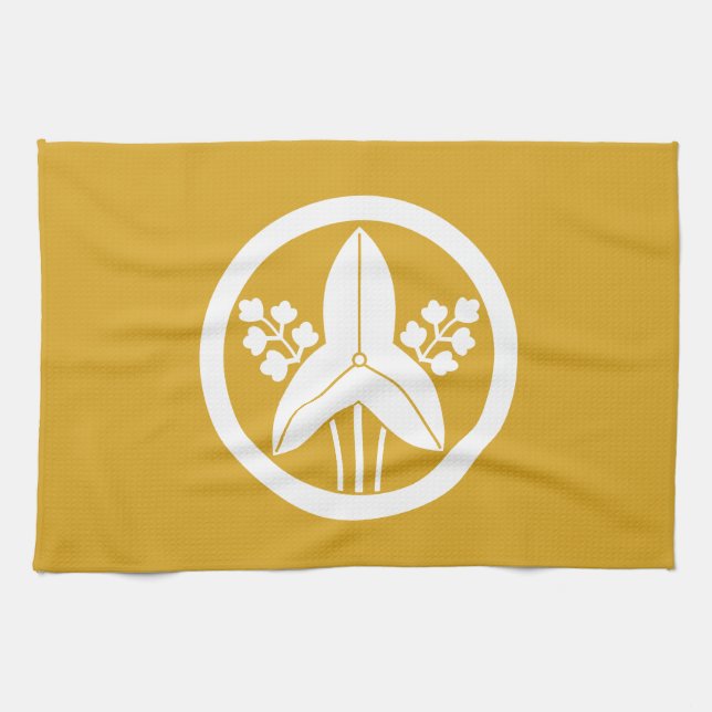 丸に立ち沢瀉 KITCHEN TOWEL (Horizontal)