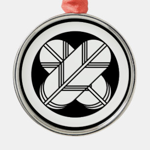 丸に違い鷹の羽(八つ割り作図) METAL ORNAMENT