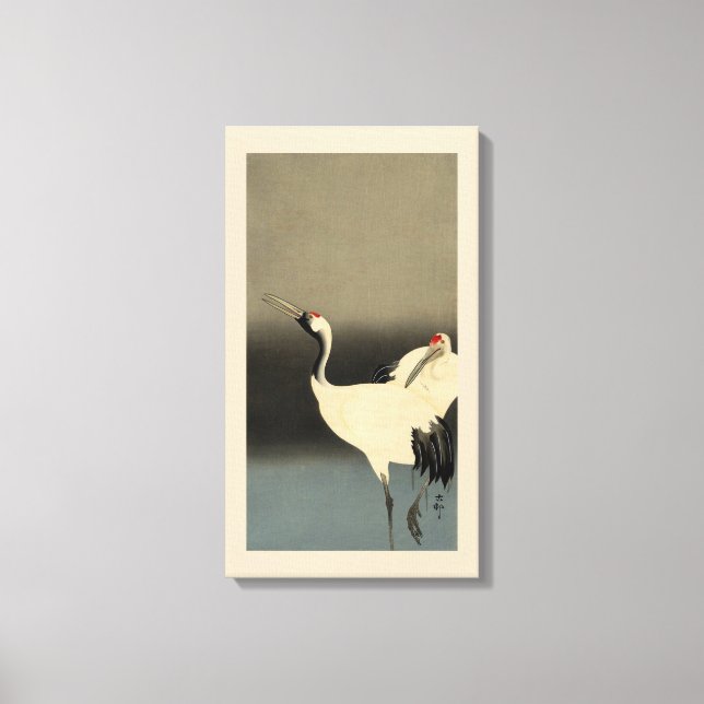 丹頂鶴, 古邨 Red-crowned Cranes, Koson, Ukiyo-e Canvas Print (Front)