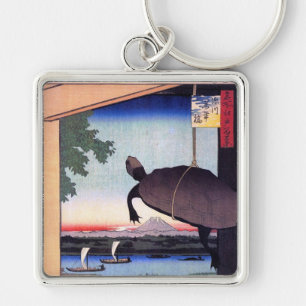 亀と富士山, 広重 Turtle and Mount Fuji, Hiroshige, Ukiyoe Keychain