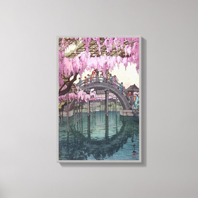 亀戸天神, Kameido Bridge, Hiroshi Yoshida, Woodcut Canvas Print (Front)