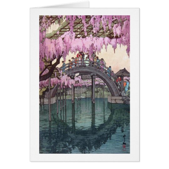亀戸天神, Kameido Bridge, Hiroshi Yoshida, Woodcut Card