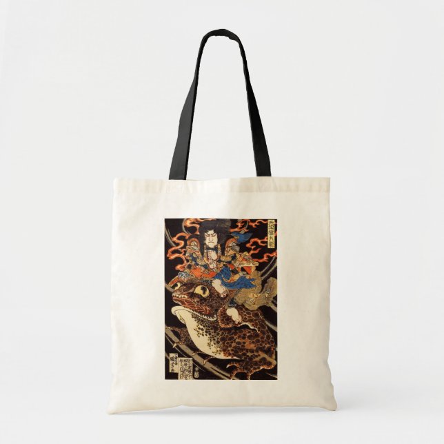 侍と化け蛙, 国芳 Samurai and Giant Frog, Kuniyoshi, Ukiyo Tote Bag (Front)