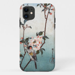 八重桜に鳥, 広重 Cherry Blossom & Bird, Hiroshige, Ukiyoe iPhone 11 Case