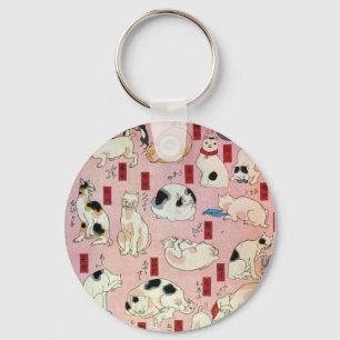 其のまま地口猫飼好五十三疋（中）, 国芳 Cats(2), Kuniyoshi, Ukiyo-e Keychain