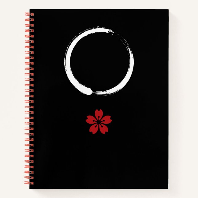 円相桜 Enso Sakura – Japan Zen Black Notebook (Front)