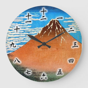 凱風快晴(赤富士), 北斎 Red Mount Fuji, Hokusai, Ukiyo-e Large Clock