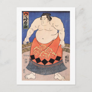 力士, 国芳 Sumo Wrestler, Kuniyoshi, Ukiyo-e Postcard