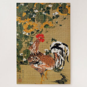 動植綵絵(5)向日葵雄鶏図, 伊藤若冲 JIGSAW PUZZLE