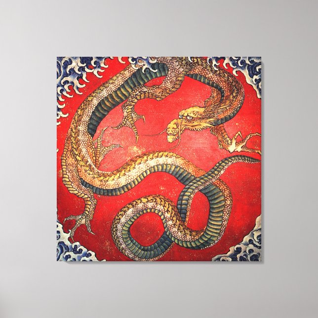北斎の龍, 北斎 Hokusai Dragon, Hokusai, Art Canvas Print (Front)