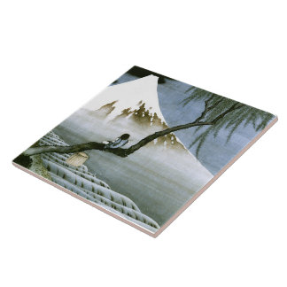 北斎 Boy & Mt Fuji Fine Art Tile