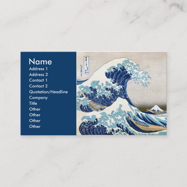 北斎 Great Wave Off Kanagawa Hokusai Fine Art Business Card (Front)