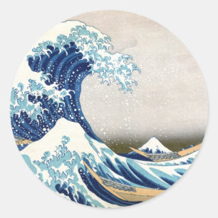 北斎 Great Wave Off Kanagawa Hokusai Fine Art Classic Round Sticker